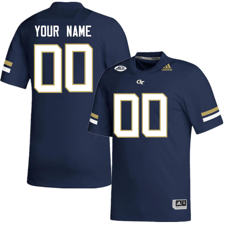 Custom Georgia Tech Yellow Jackets Name And Number Vintage Jerseys-Navy